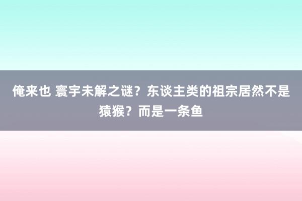 俺来也 寰宇未解之谜？东谈主类的祖宗居然不是猿猴？而是一条鱼