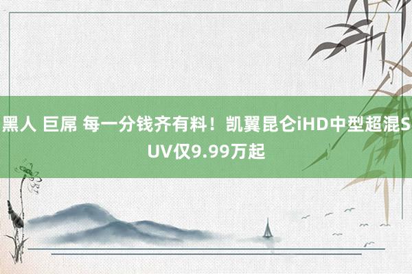 黑人 巨屌 每一分钱齐有料！凯翼昆仑iHD中型超混SUV仅9.99万起