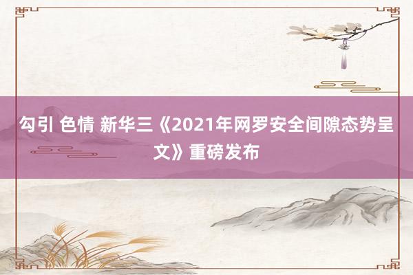 勾引 色情 新华三《2021年网罗安全间隙态势呈文》重磅发布